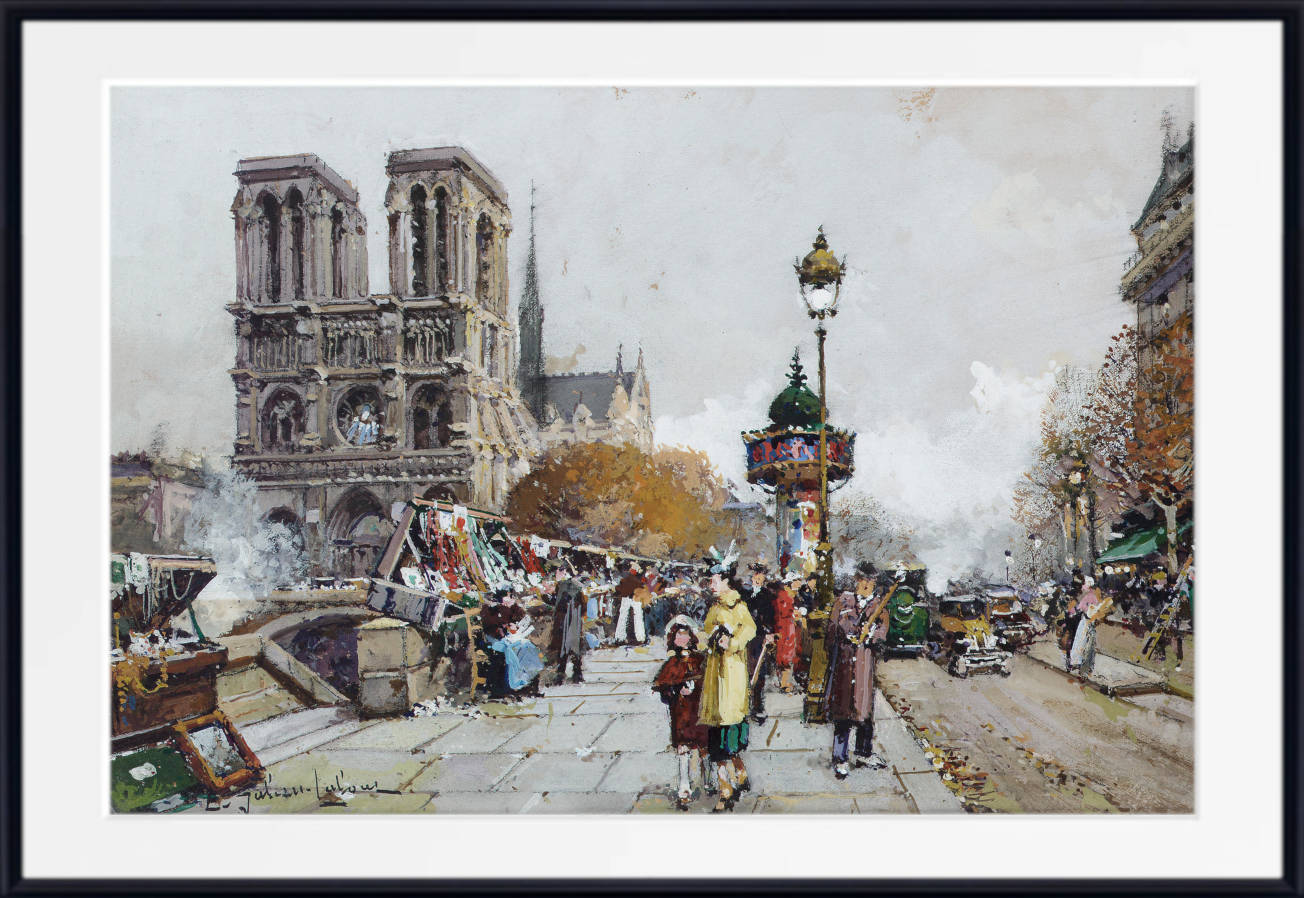 Eugène Galien-Laloue Fine Art Print : Paris, Notre-Dame vue du quai Saint-Michel