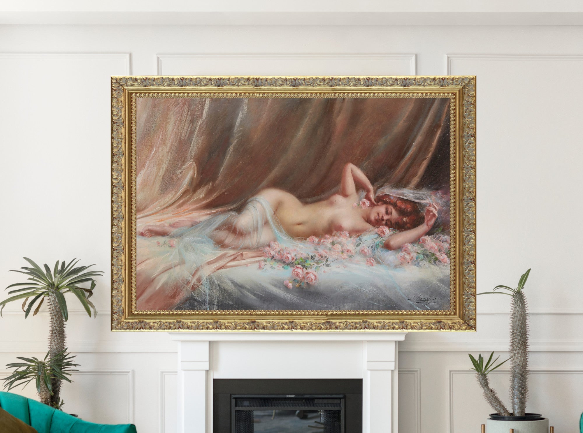 Nude on a bed of roses, Delphin Enjolras