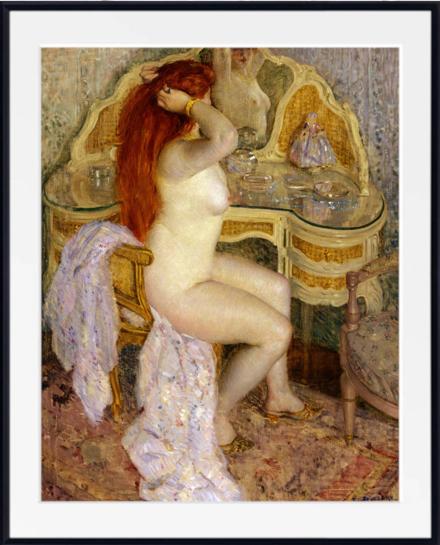Frederick Carl Frieseke Prints, Nude Seated at Her Dressing Table (1909) from GalleryThane