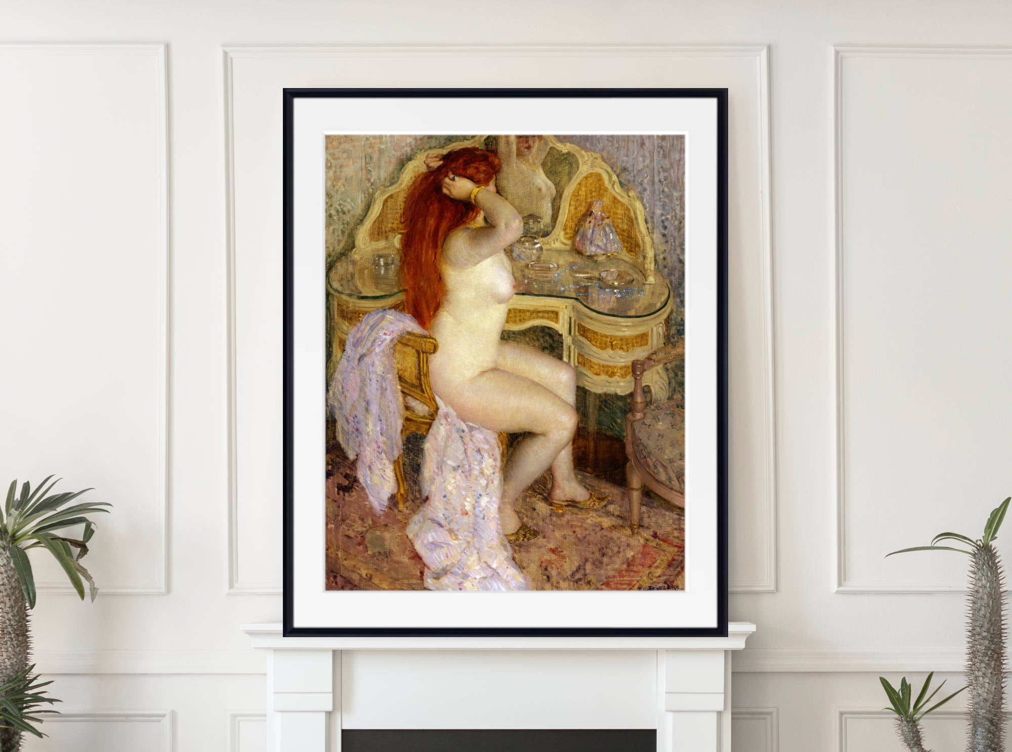 Frederick Carl Frieseke Prints, Nude Seated at Her Dressing Table (1909) from GalleryThane
