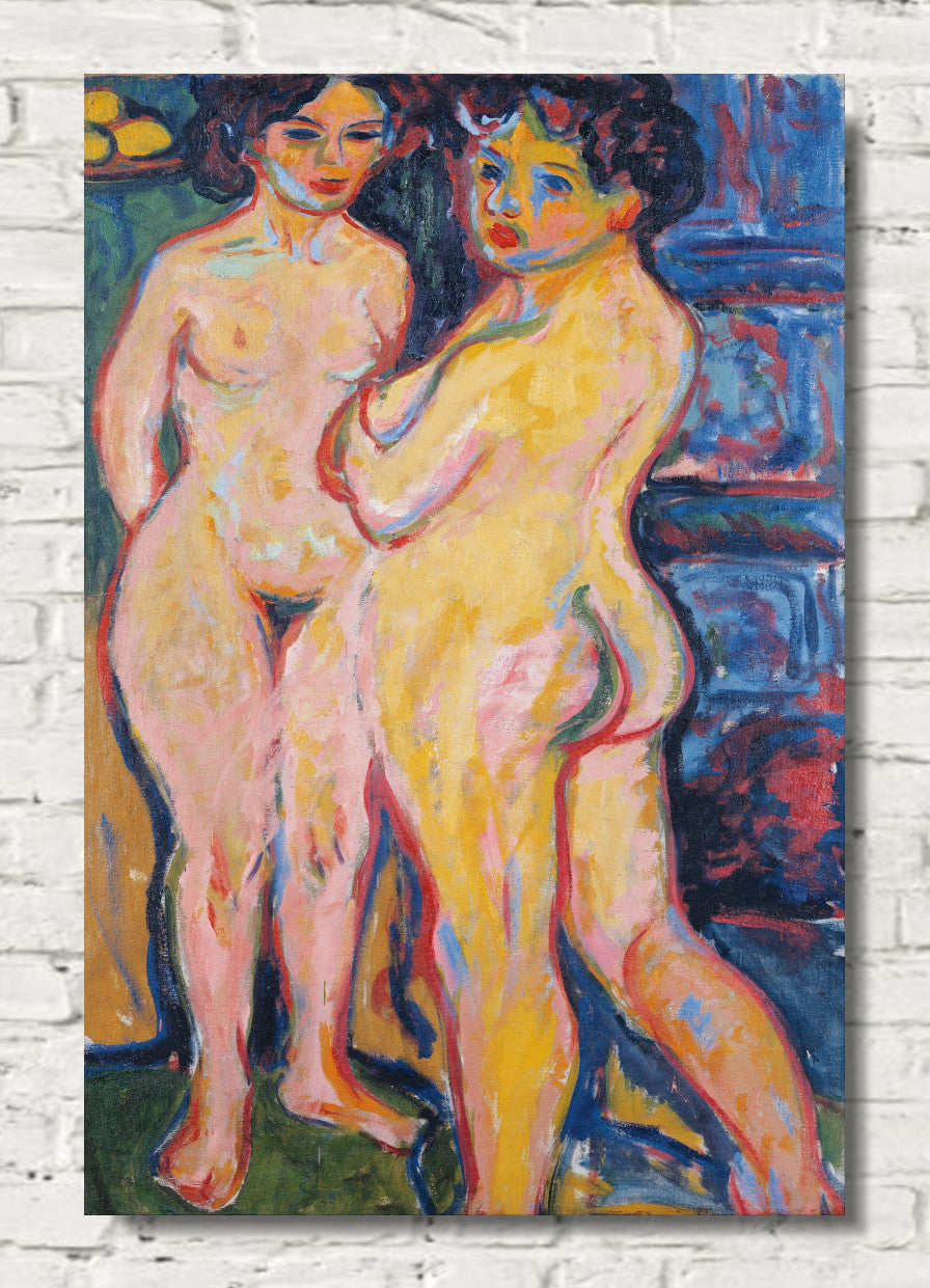 Nudes Standing by Stove by Ernst Ludwig Kirchner