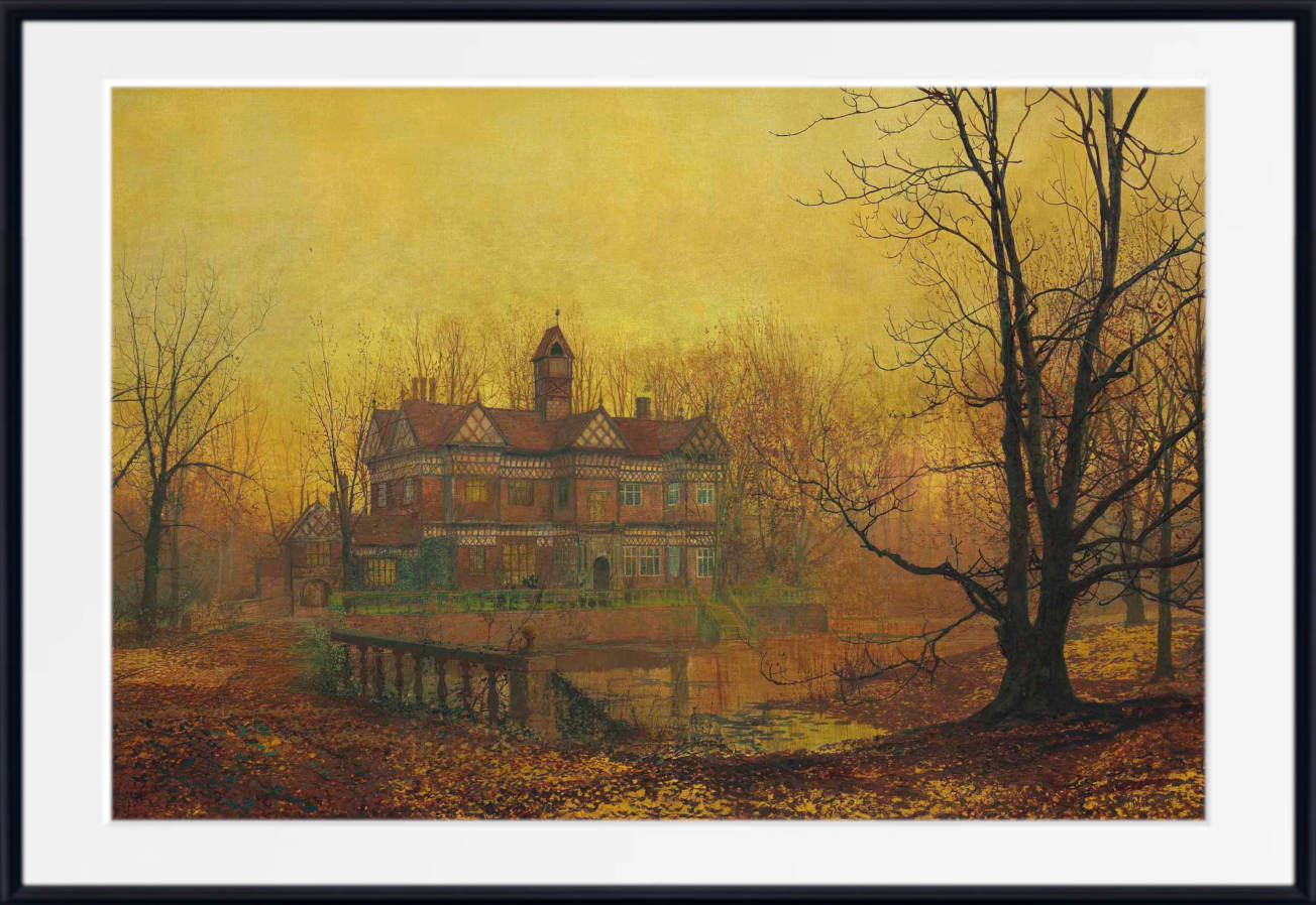 John Atkinson Grimshaw Fine Art Print: Old Hall, Cheshire, early morning, October