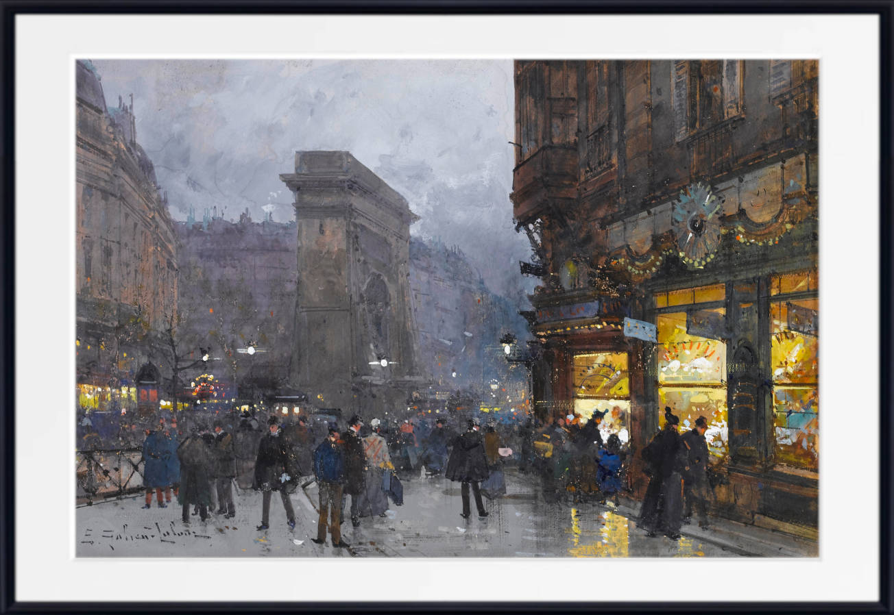 Eugène Galien-Laloue Fine Art Print : Paris, La Porte Saint-Denis le soir