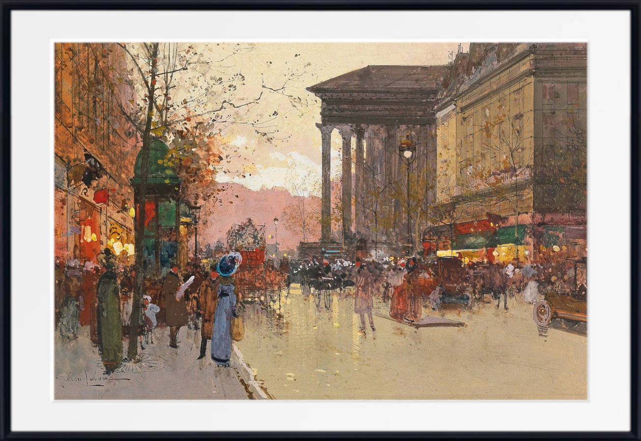 Eugène Galien-Laloue Fine Art Print : Paris, The Boulevard de la Madeleine in the evening