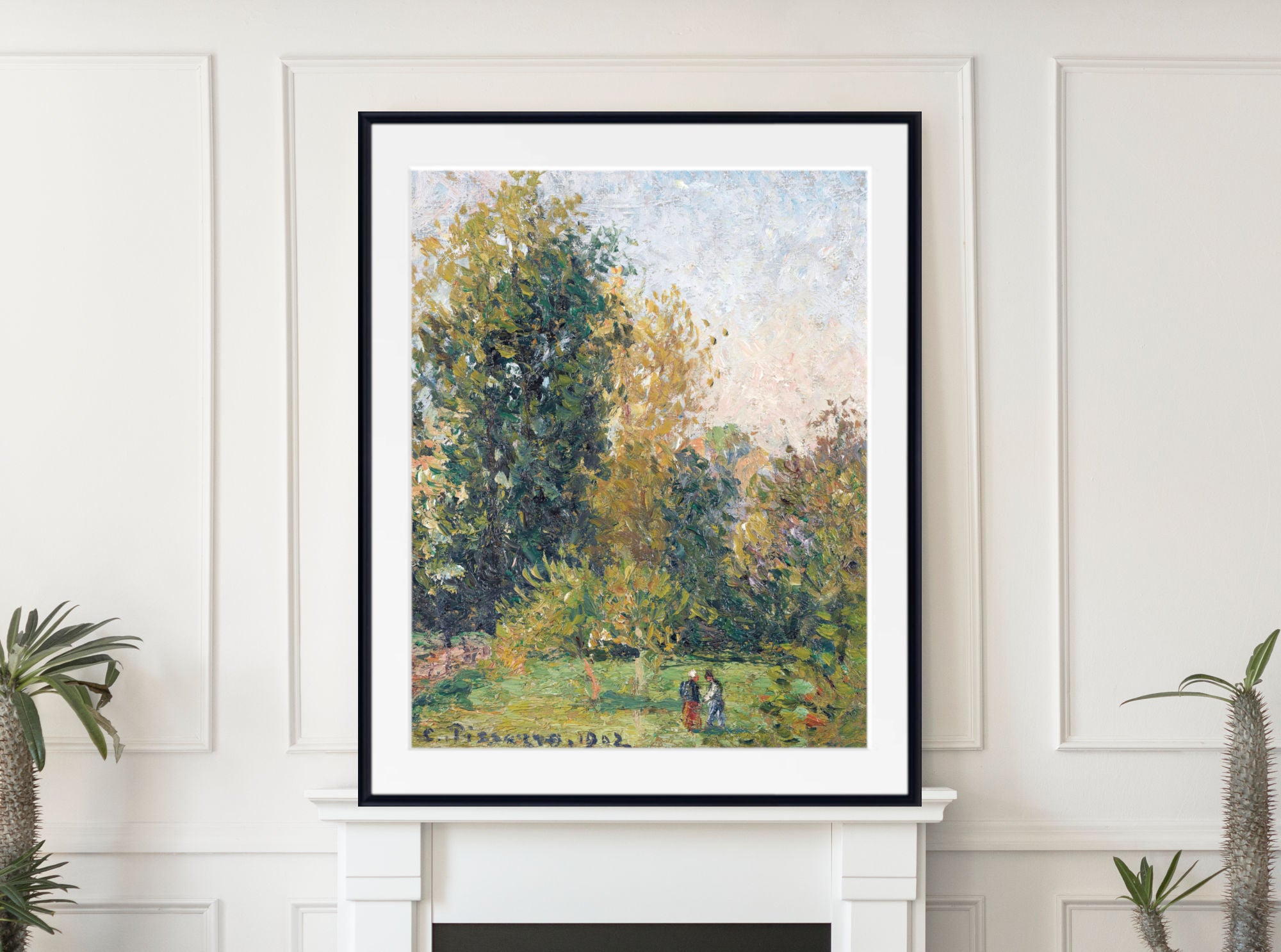 Camille Pissarro Print “Landscape with Two Figures, Éragny, Autumn” (1902)