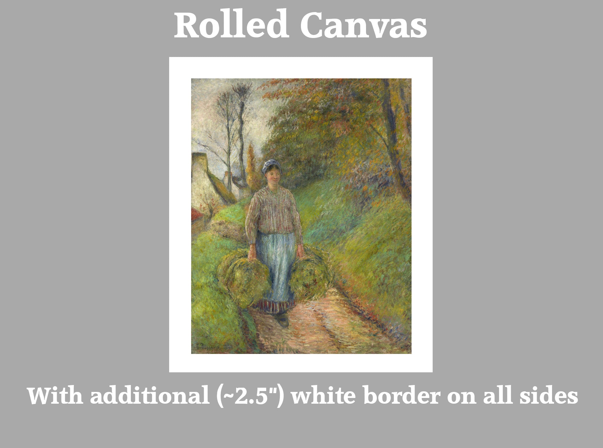 Camille Pissarro Print, Peasant Woman Carrying Two Bundles of Hay (1883)