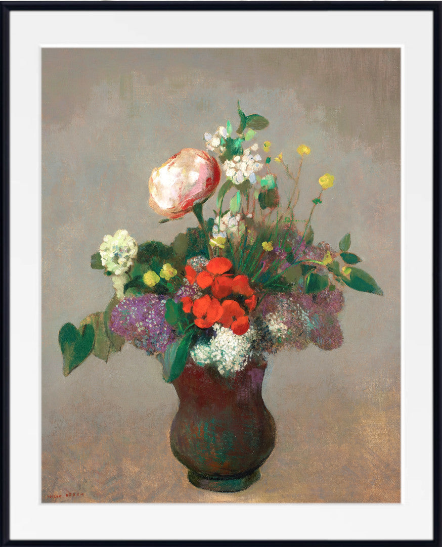 Peony, geranium and lilac by Odilon Redon