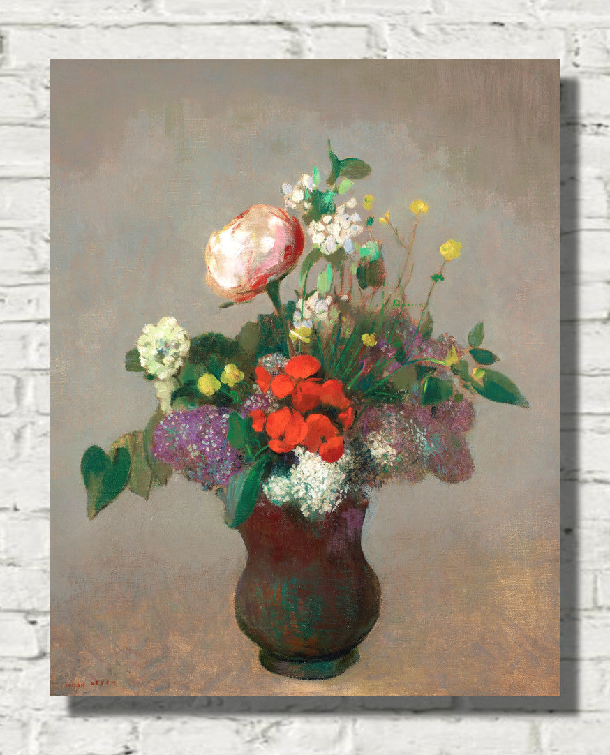 Peony, geranium and lilac by Odilon Redon