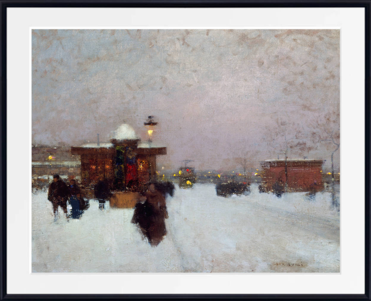 Luigi Loir Fine Art Print: Paris, Porte Maillot ; Snow at Night