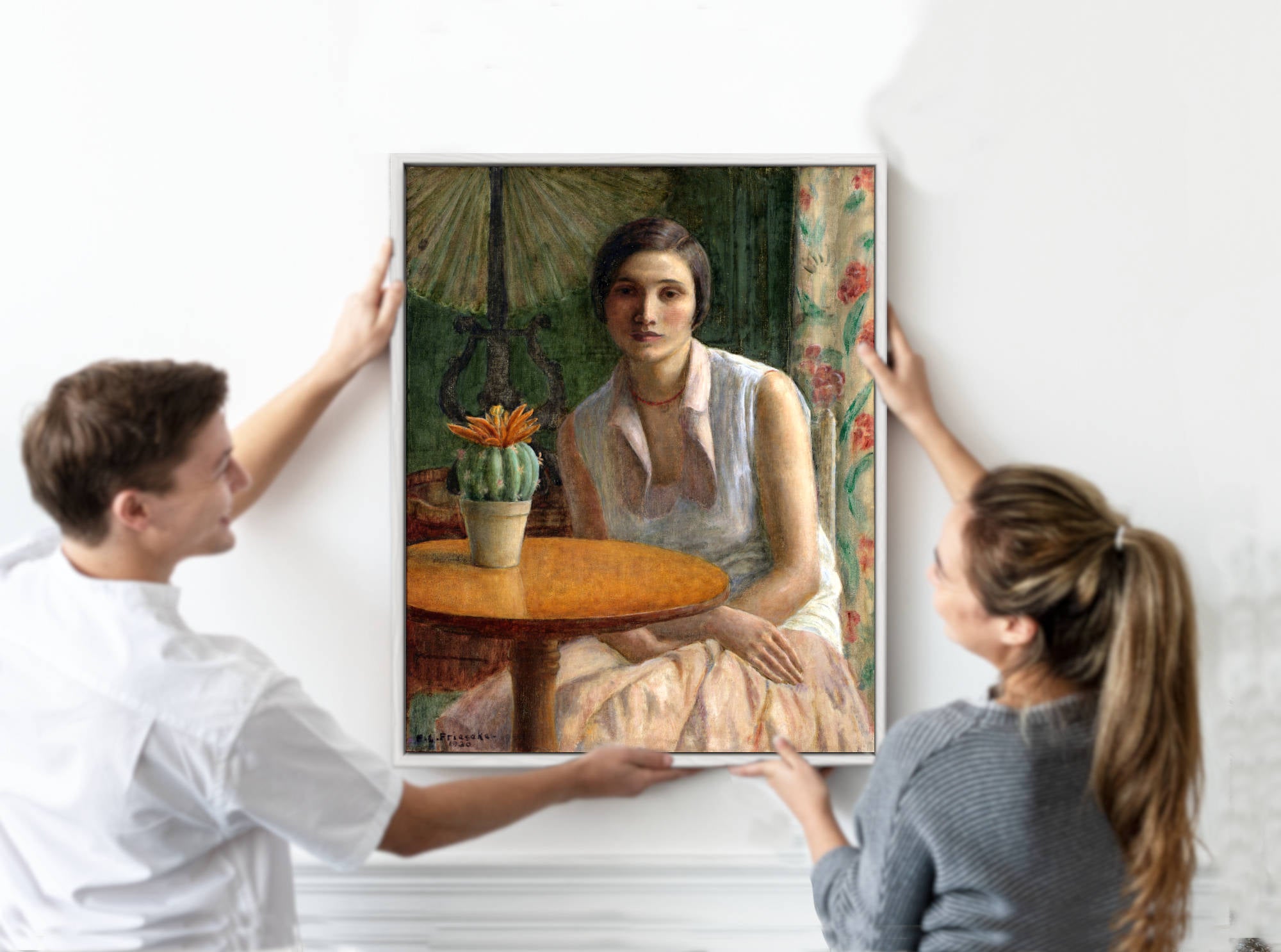 Portrait of a Woman (with Cactus) (1930) by Frederick Carl Frieseke, Gallery Quality Prints from GalleryThane