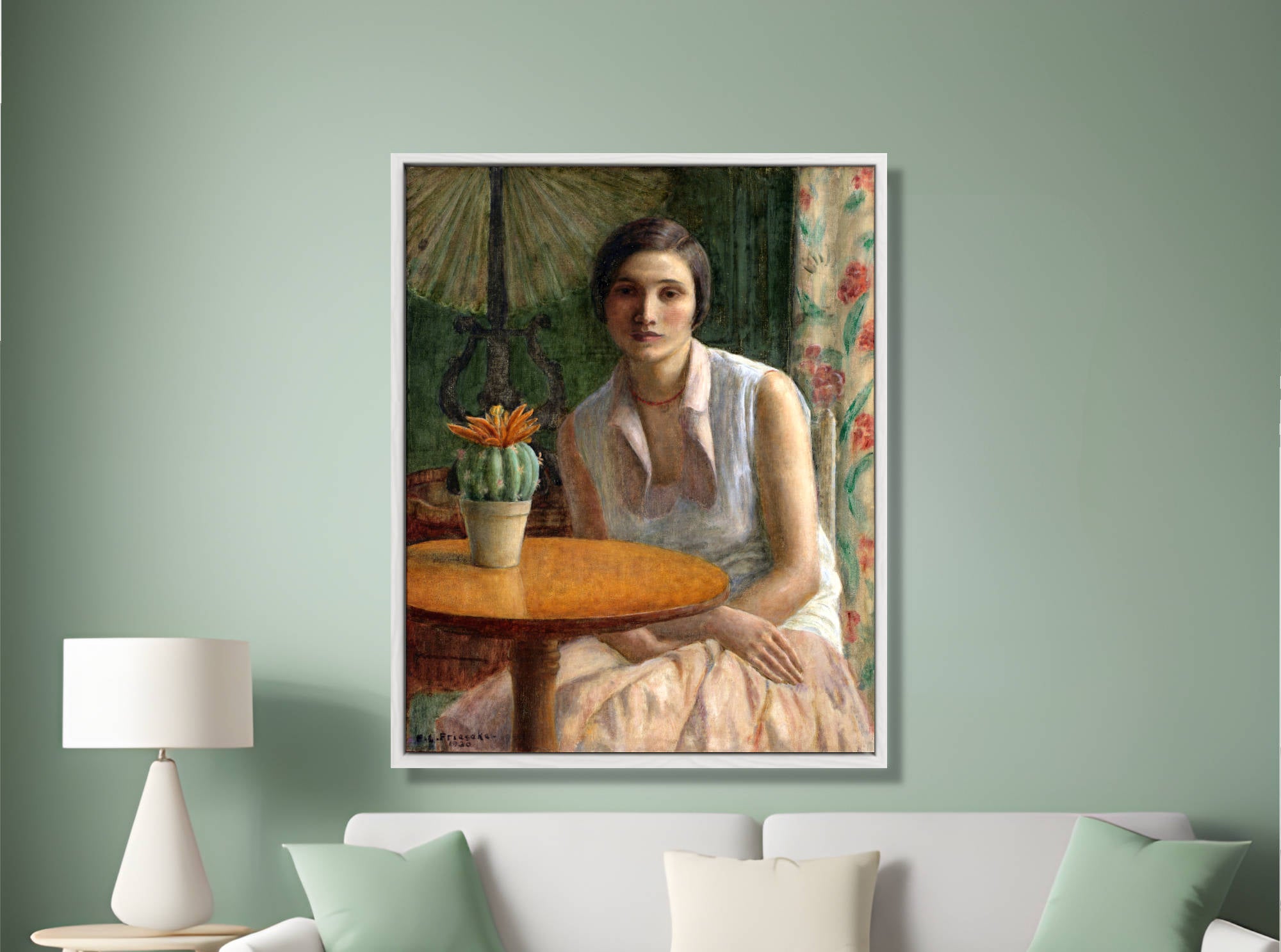 Portrait of a Woman (with Cactus) (1930) by Frederick Carl Frieseke, Gallery Quality Prints from GalleryThane