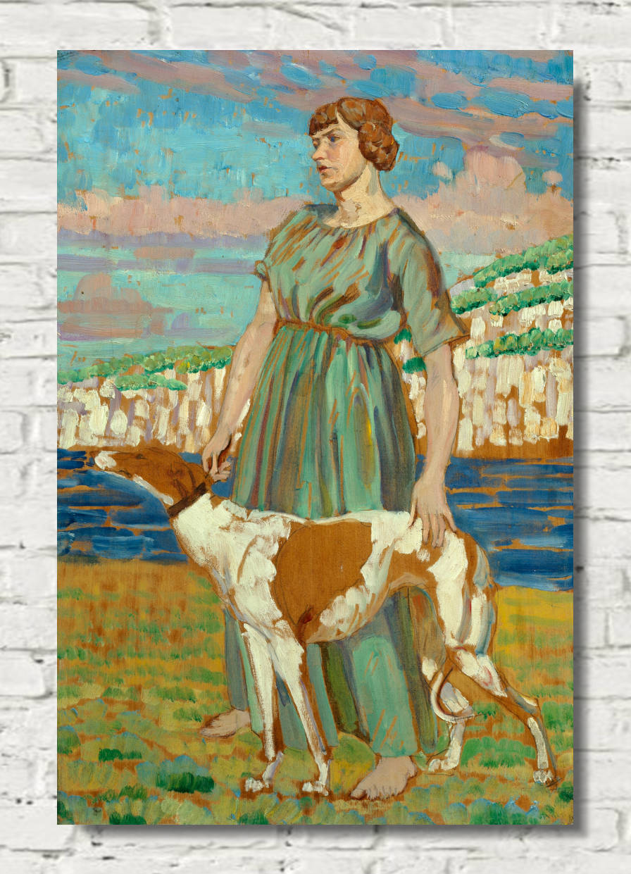 Derwent Lees Print, Elizabeth Lipczinski with Her Dog, Fanny