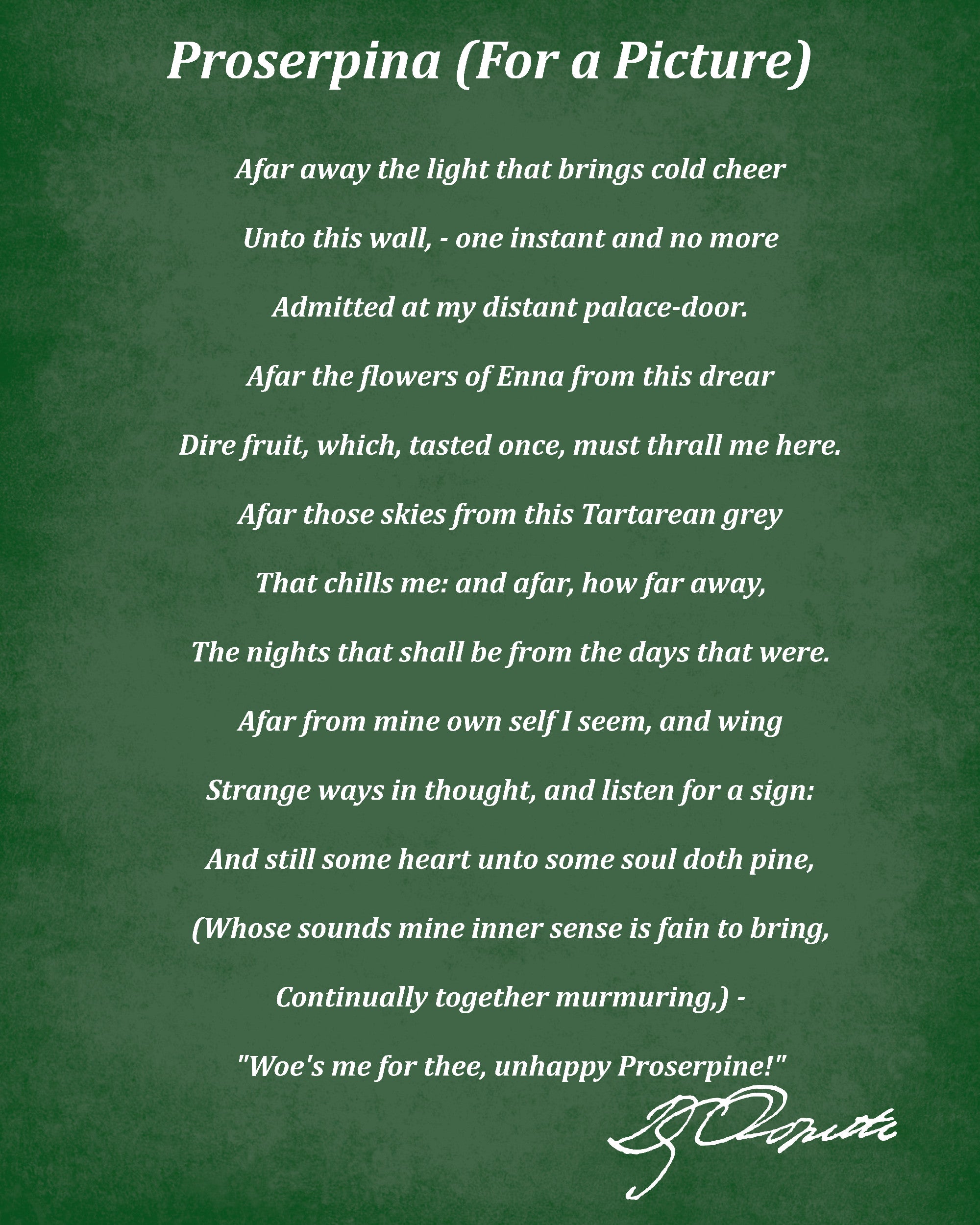 Proserpine, Poem by Dante Gabriel Rossetti Typography Print