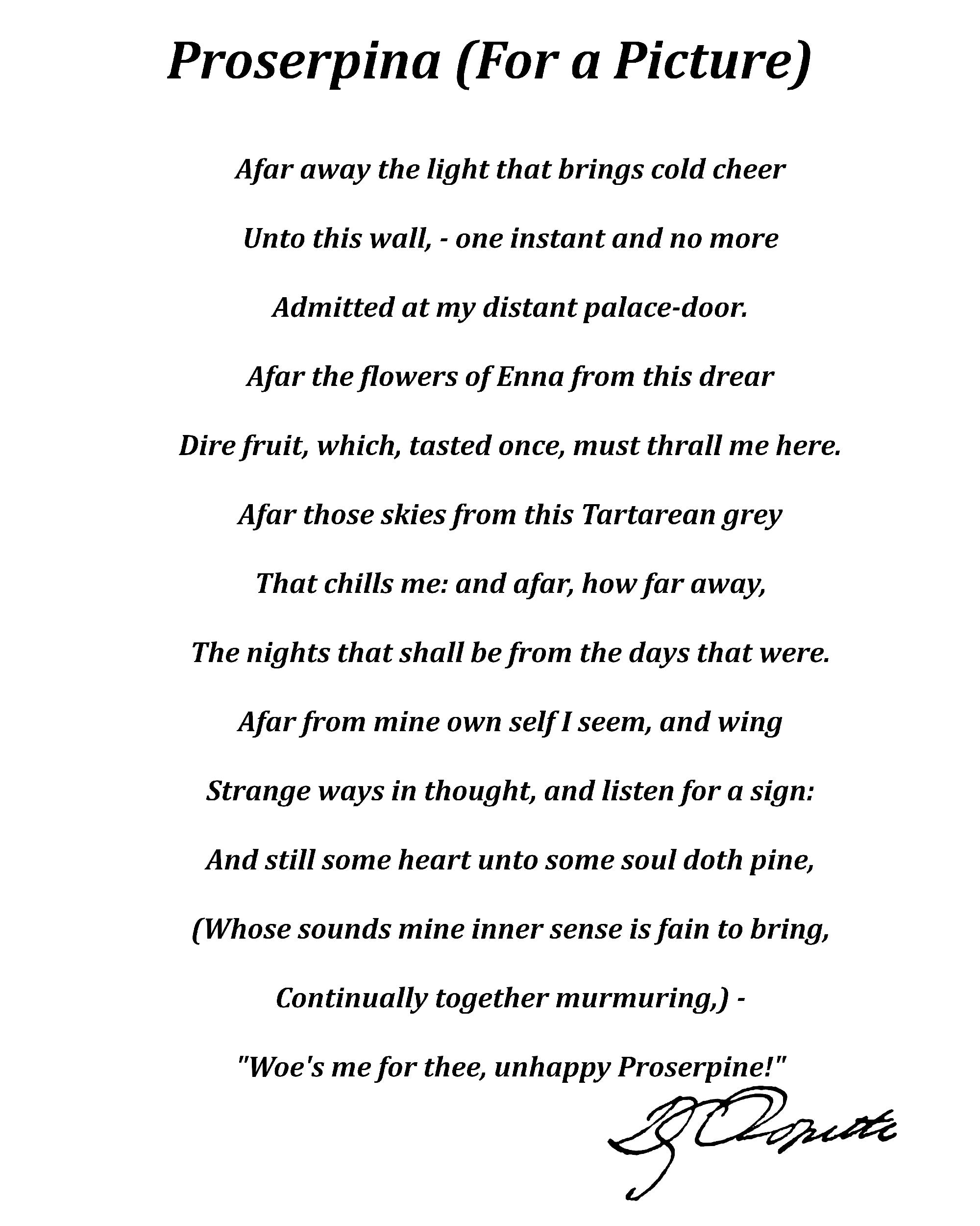 Proserpine, Poem by Dante Gabriel Rossetti Typography Print
