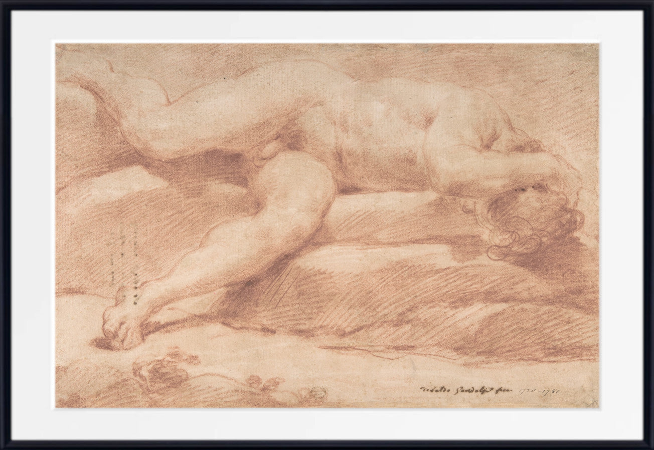 Reclining Male Nude (recto) by Ubaldo Gandolfi