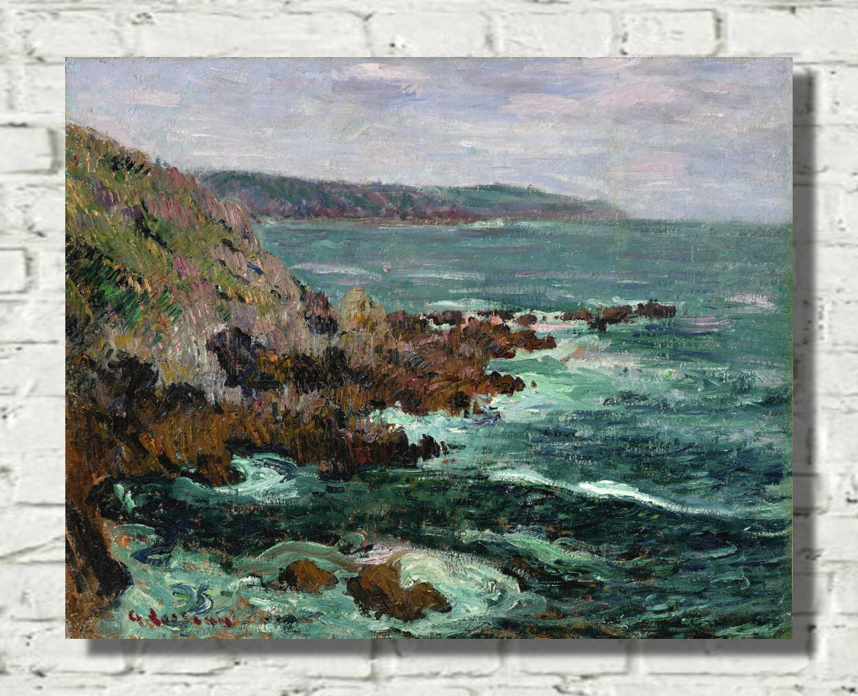 Gustave Loiseau Print, Rocks overlooking the sea in Brittany (1906)