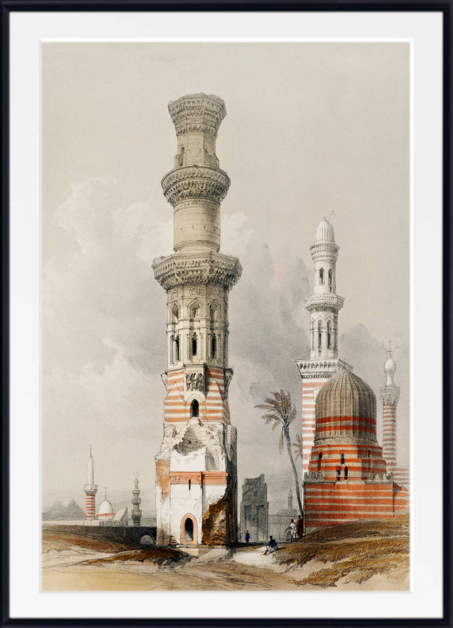 Ruined mosques in the desert west of the Citadel, David Roberts Fine Art Print