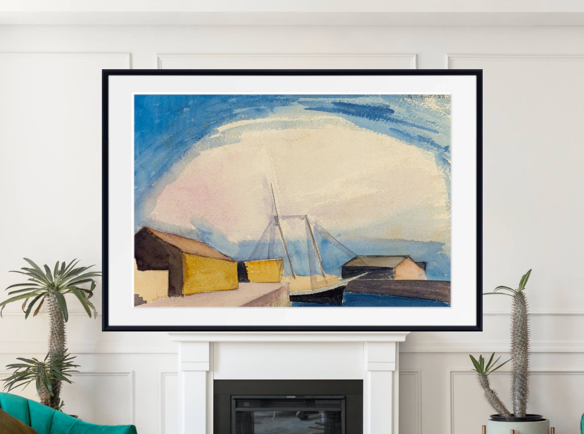 George Ault Fine Art Print, Sailboat (Lumber Schooner and Wharves) (1922)