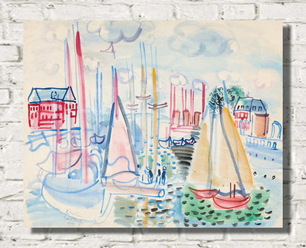 Sailboats in the port of Deauville (1929) by Raoul Dufy