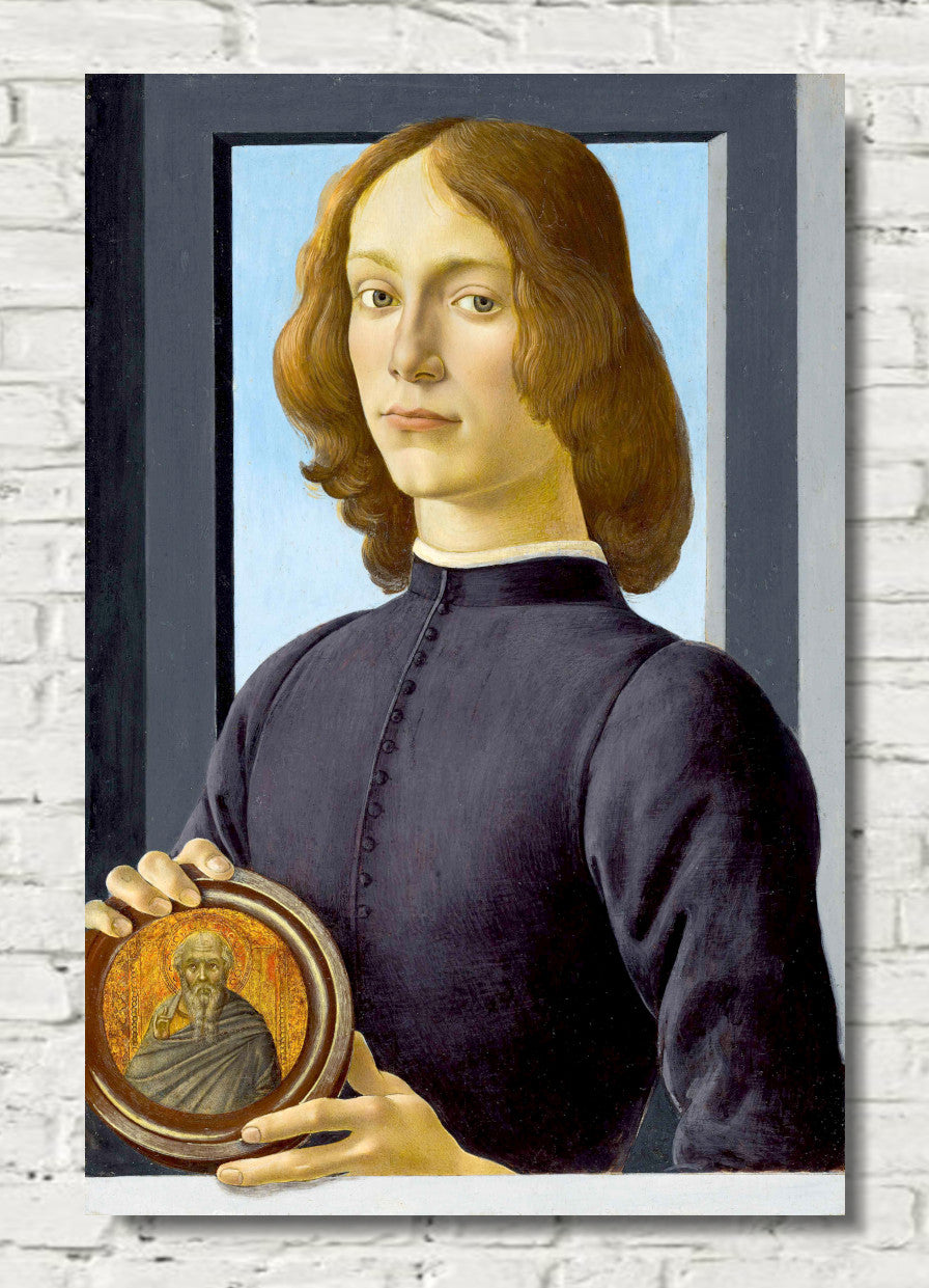 Sandro Botticelli, Portrait of a Young Man Holding a Roundel (1480)
