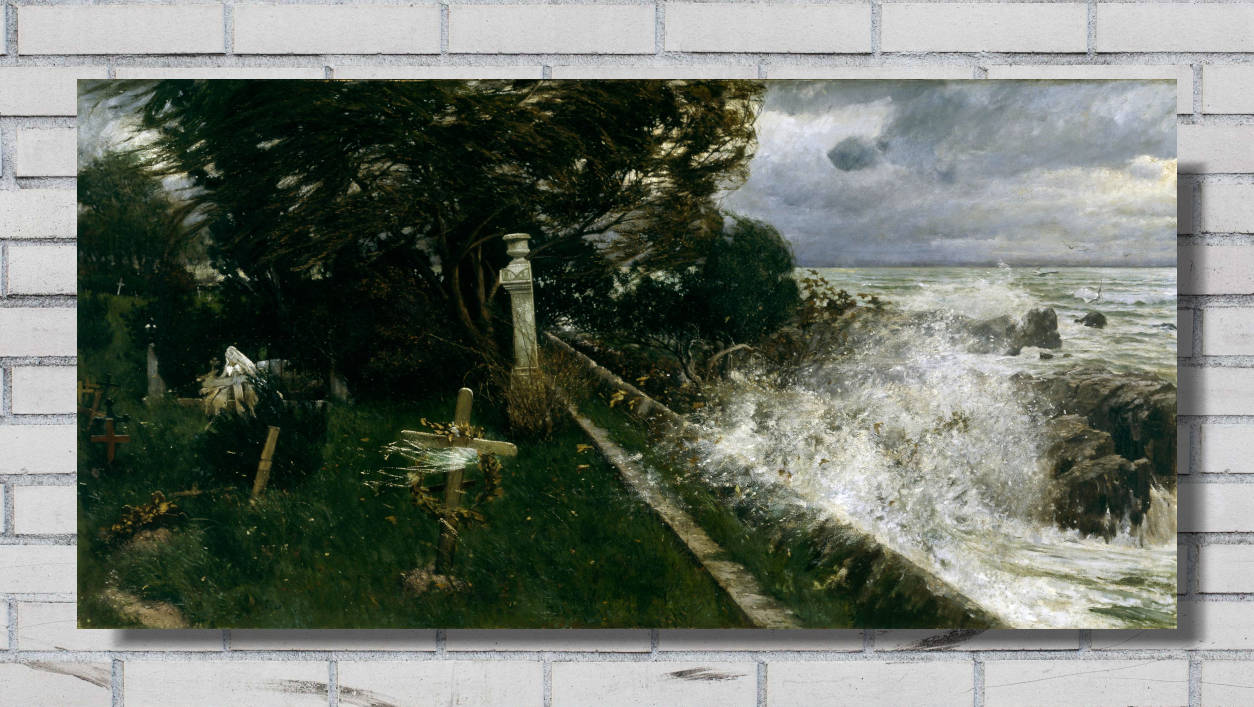 Adolf Hirémy-Hirschl Fine Art Print, Seaside Cemetery (1897)