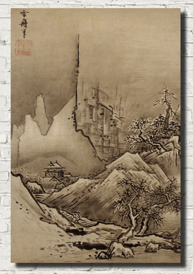 Living room Decor,Japanese Wall art, set of 2 Sesshu Toyo Prints