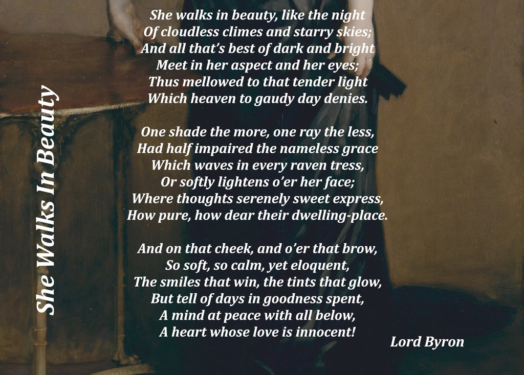 She Walks In Beauty, Lord Byron Poem on John Singer Sargent Print, Madame X