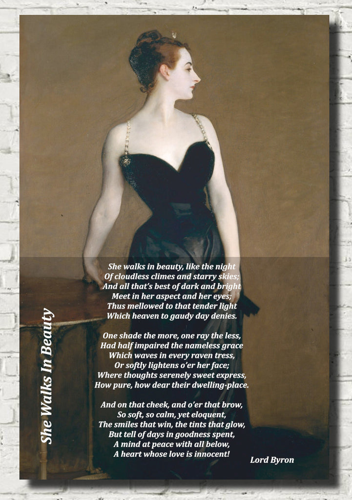 She Walks In Beauty, Lord Byron Poem on John Singer Sargent Print, Madame X