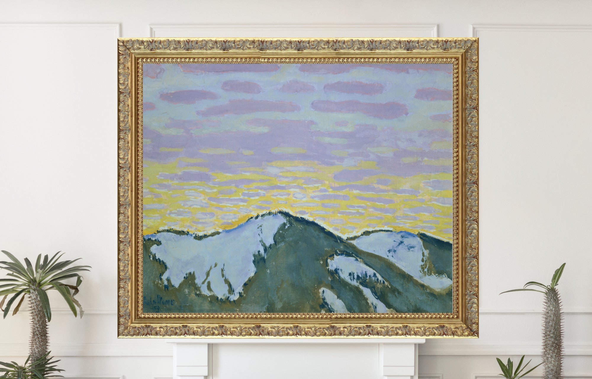 Koloman Moser Fine Art Print, Snowy mountain peaks at dusk
