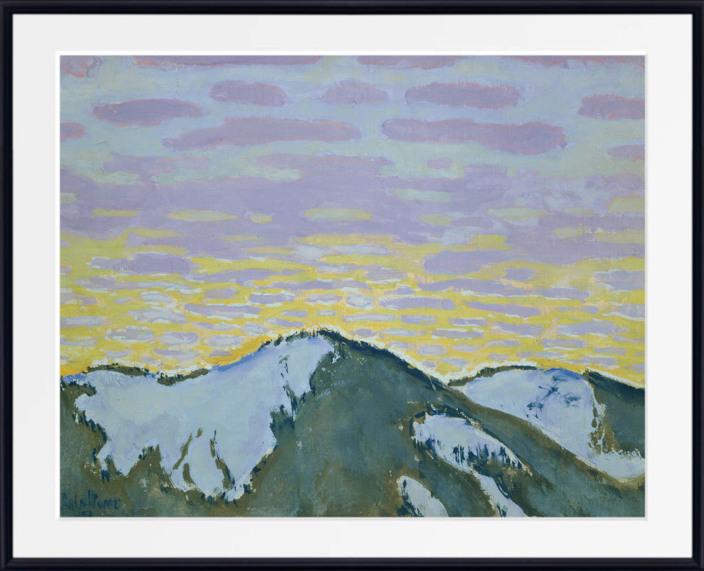 Koloman Moser Fine Art Print, Snowy mountain peaks at dusk