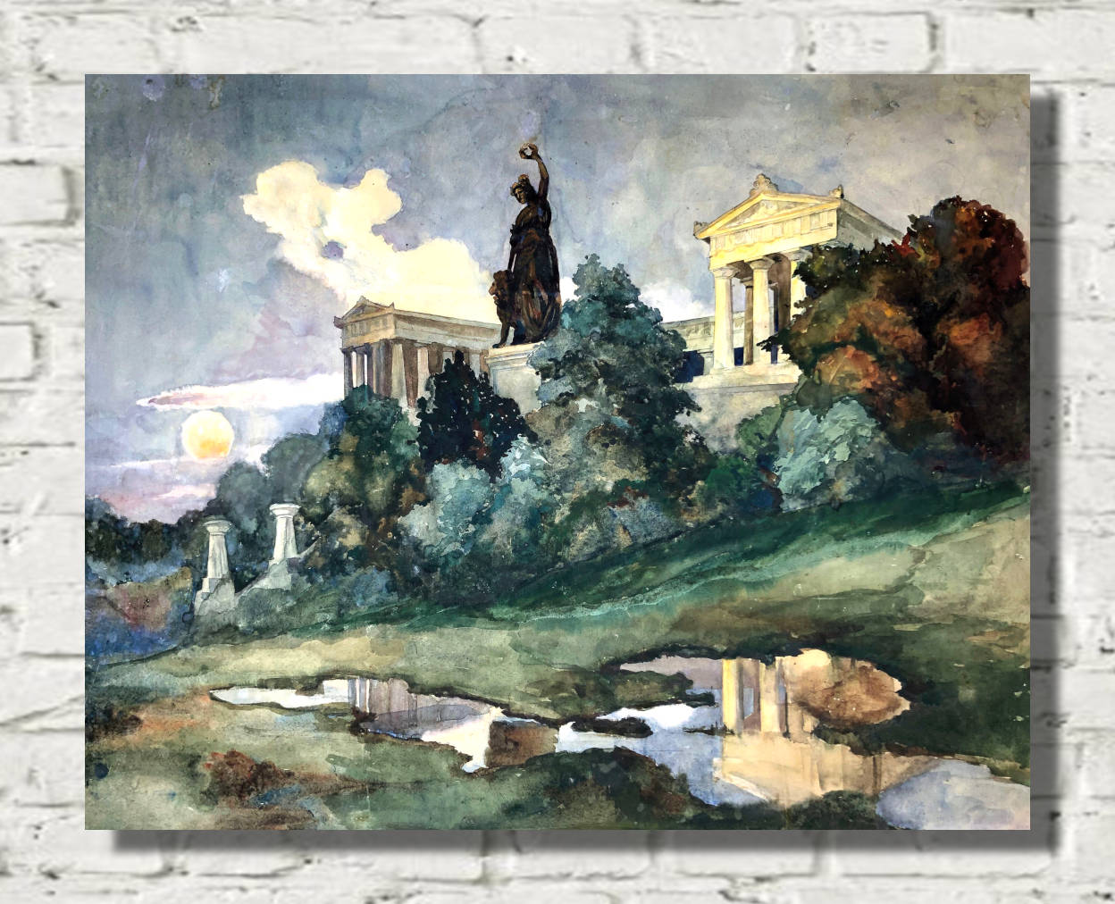 Otto Geigenberger Print, Sunset at the Bavaria and Fame Hall in Munich