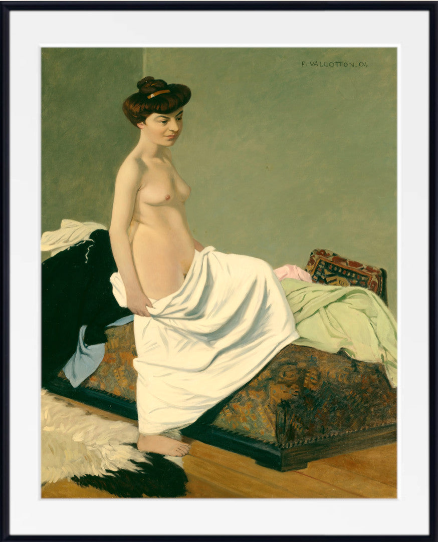 Standing Nude Holding Gown on Her Knee, Félix Vallotton Fine Art Print