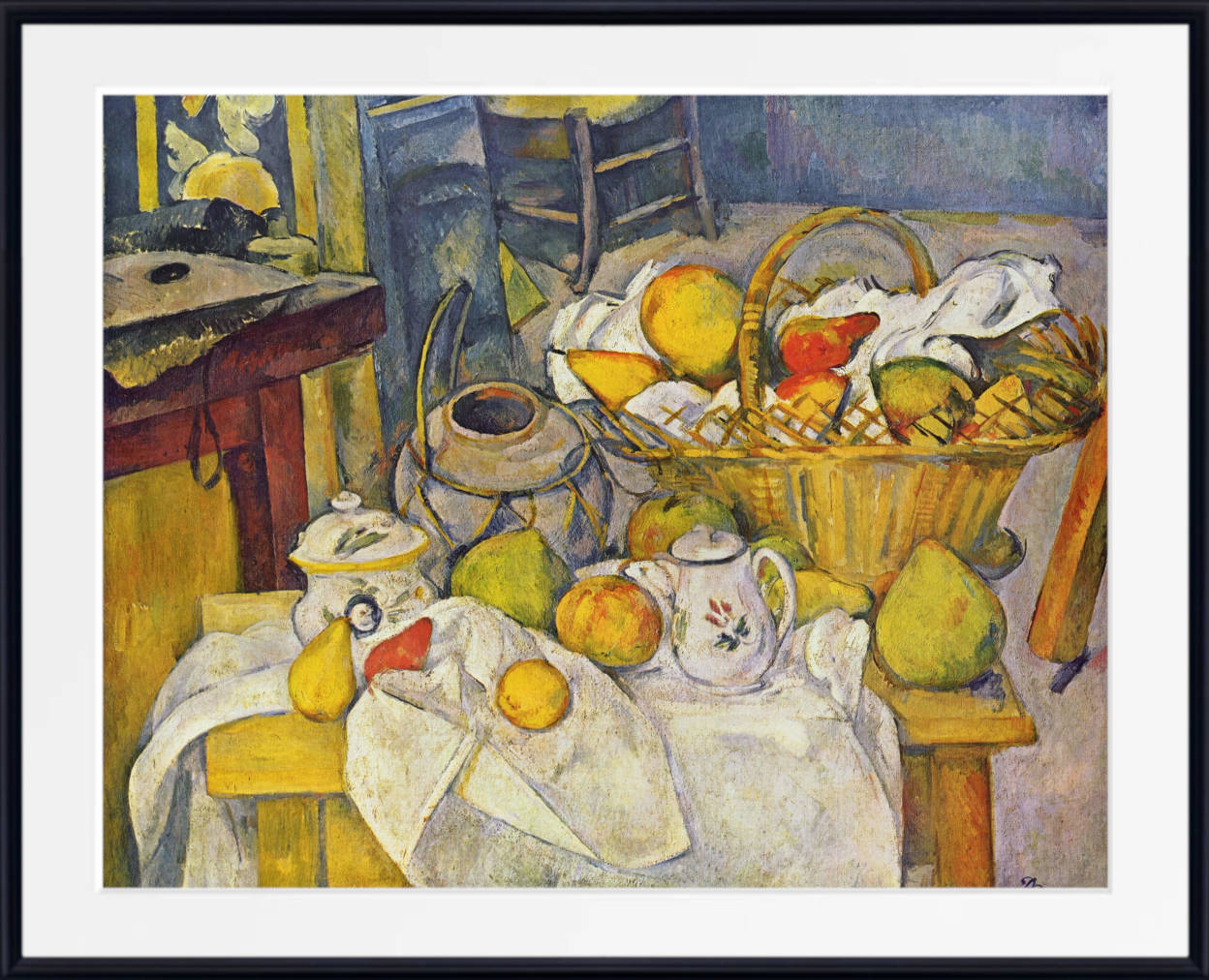 Paul Cézanne Post-Impressionist Fine Art Print, Still life with a fruit basket