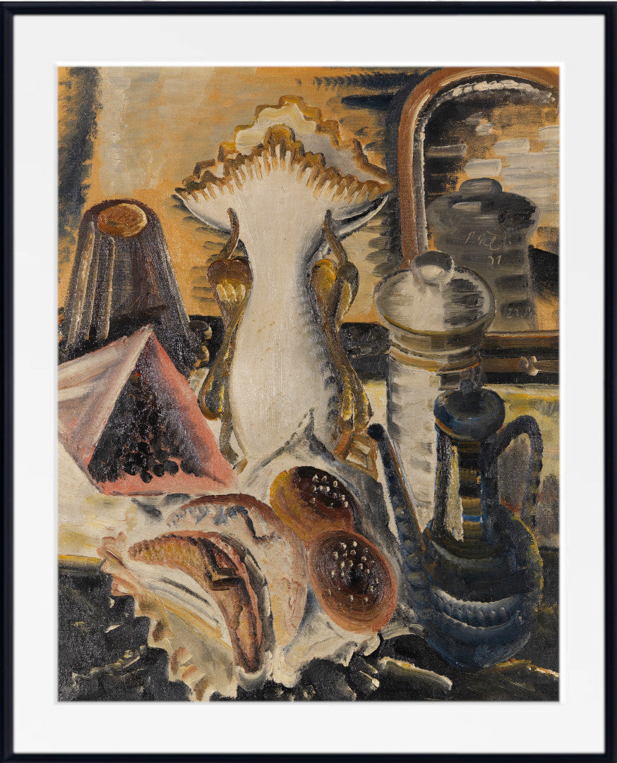 Still life with coffee pot, currants and fruit (1931) by Paul Kleinschmidt