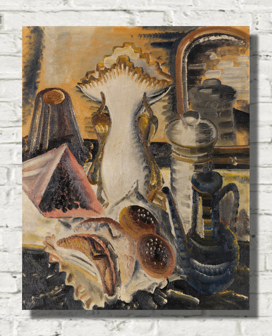 Still life with coffee pot, currants and fruit (1931) by Paul Kleinschmidt