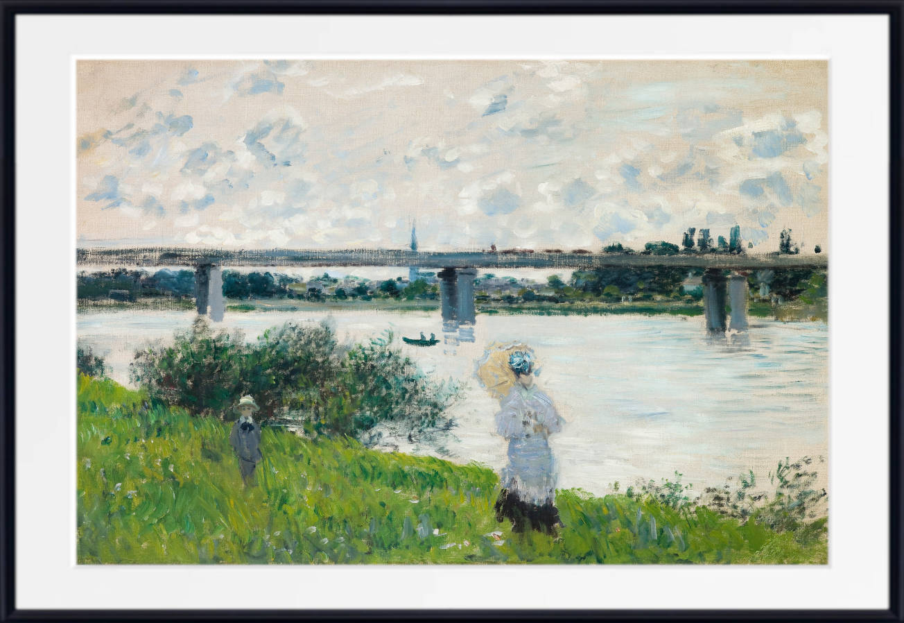 Claude Monet Print,  The Promenade with the Railroad Bridge, Argenteuil (1874)