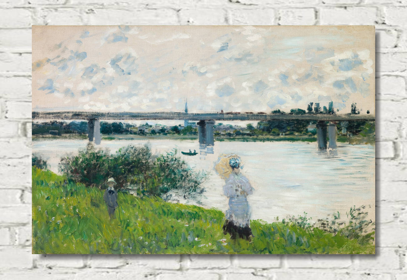 Claude Monet Print,  The Promenade with the Railroad Bridge, Argenteuil (1874)