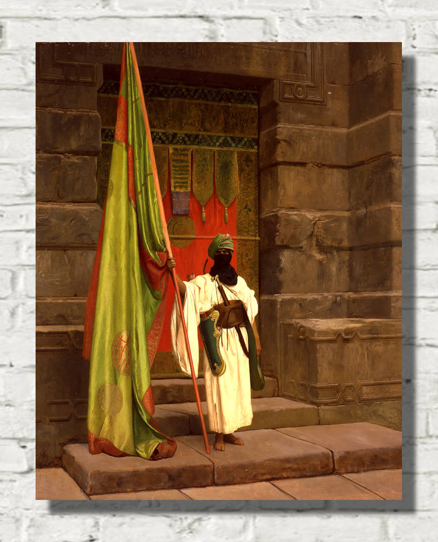 Jean-Léon Gérôme Print : The Standing Bearer, Unfolding The Holy Flag