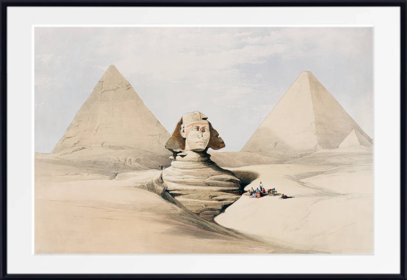 The Great Sphinx Pyramids of Giza, David Roberts Fine Art Print