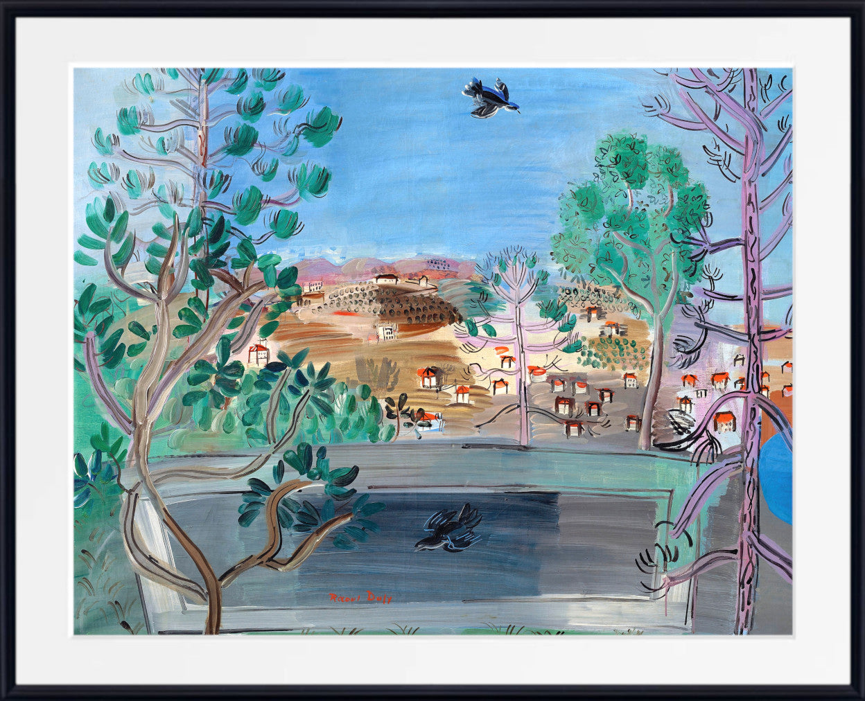 The reservoir at Golfe-Juan, with the bird (1927) by Raoul Dufy