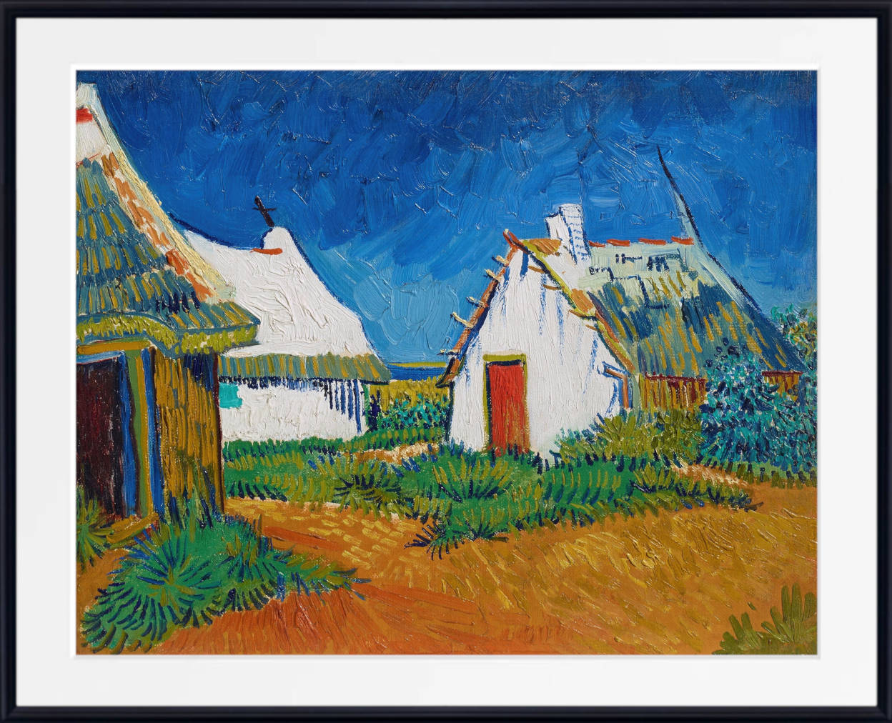 Vincent Van Gogh Print, Three white cottages in Saintes-Maries (1888)