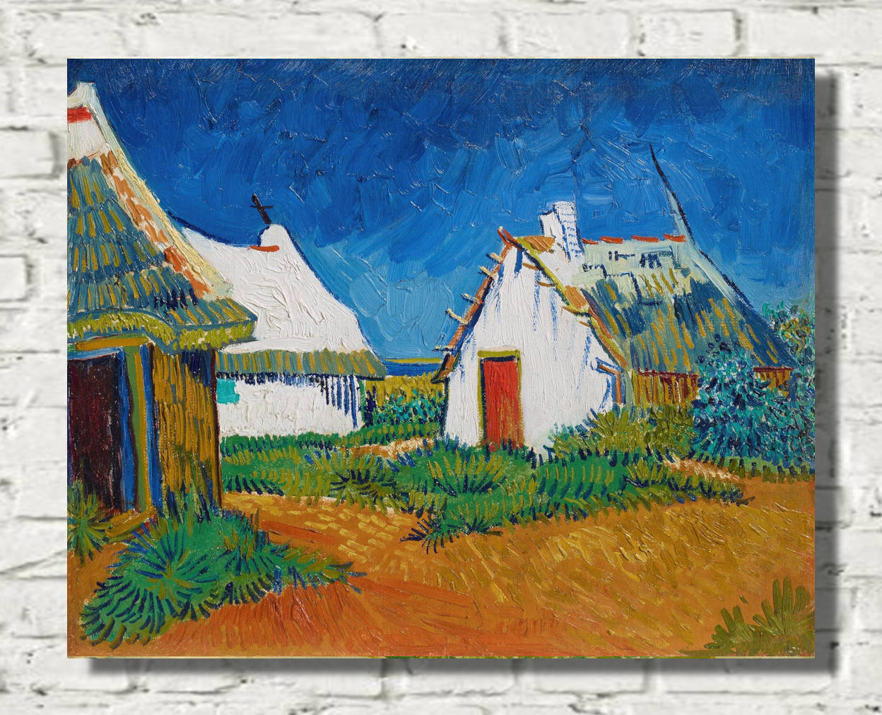 Vincent Van Gogh Print, Three white cottages in Saintes-Maries (1888)