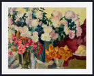 Three vases of flowers, plate of apples (1935) by Louis Valtat