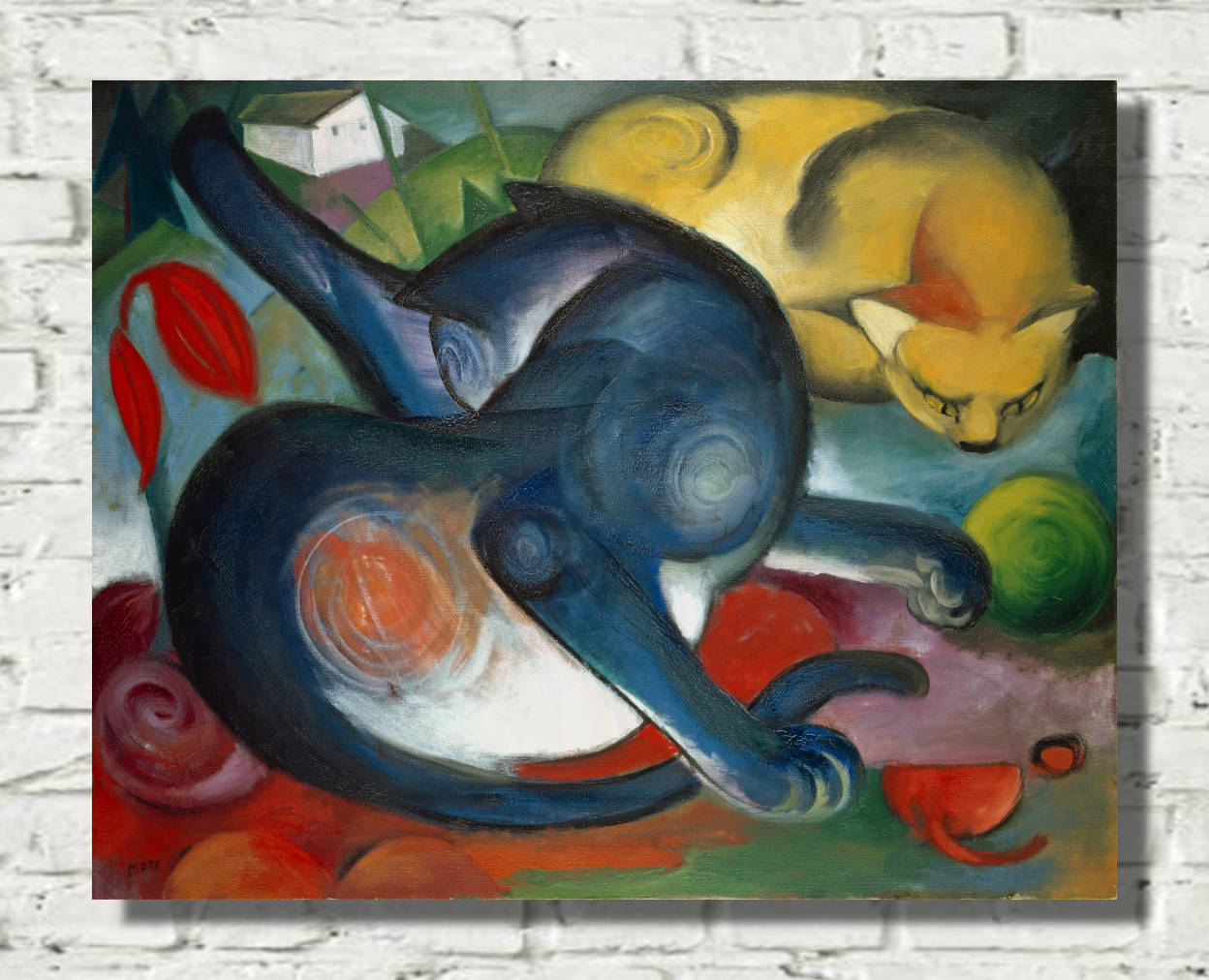 Franz Marc Print, Two Cats, Blue and Yellow (1912)