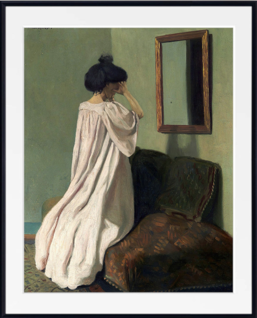 Kneeling in front of a mirror on the divan of the studio in the rue des Belles-feuilles, Félix Vallotton