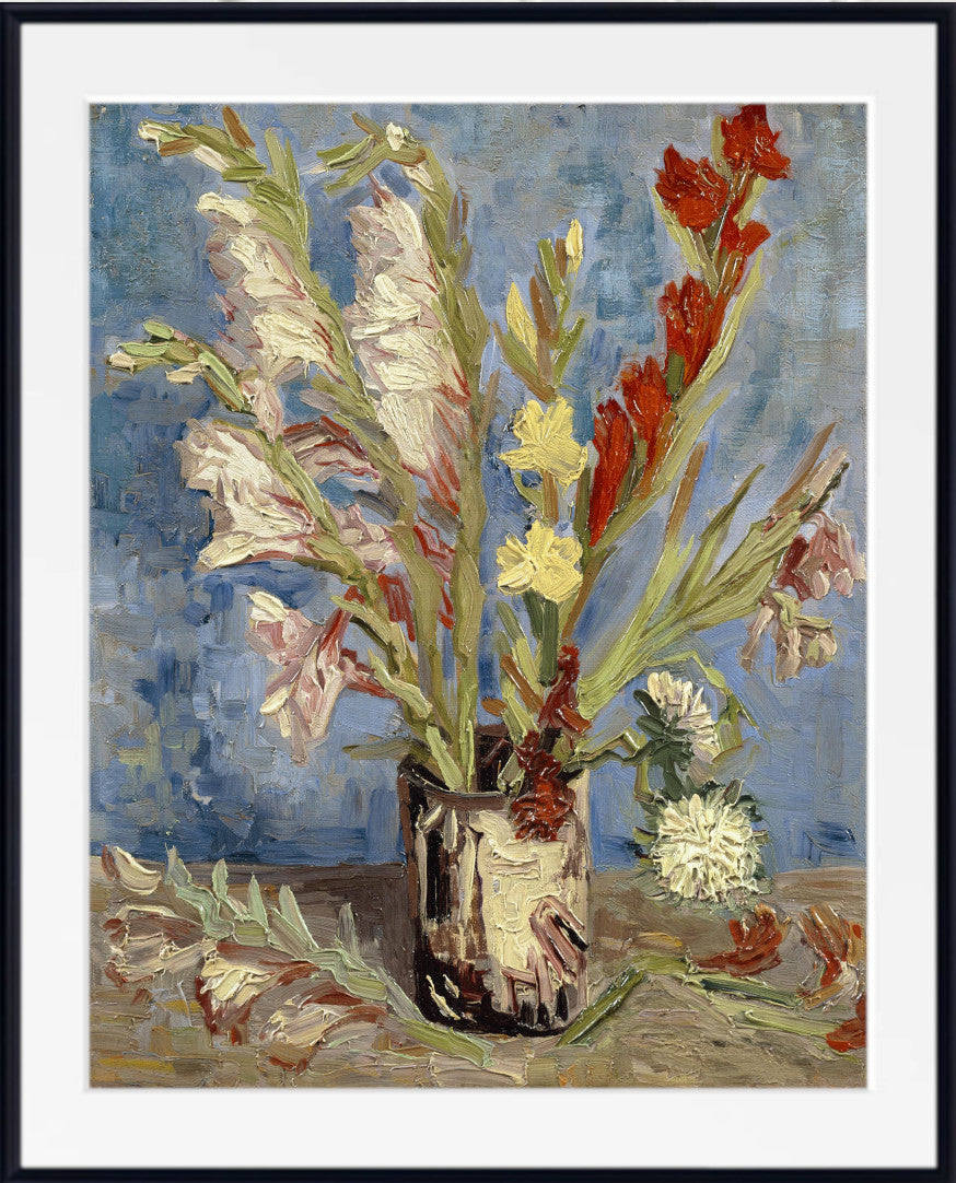 Vase with gladioli and China asters (1886) by Vincent van Gogh
