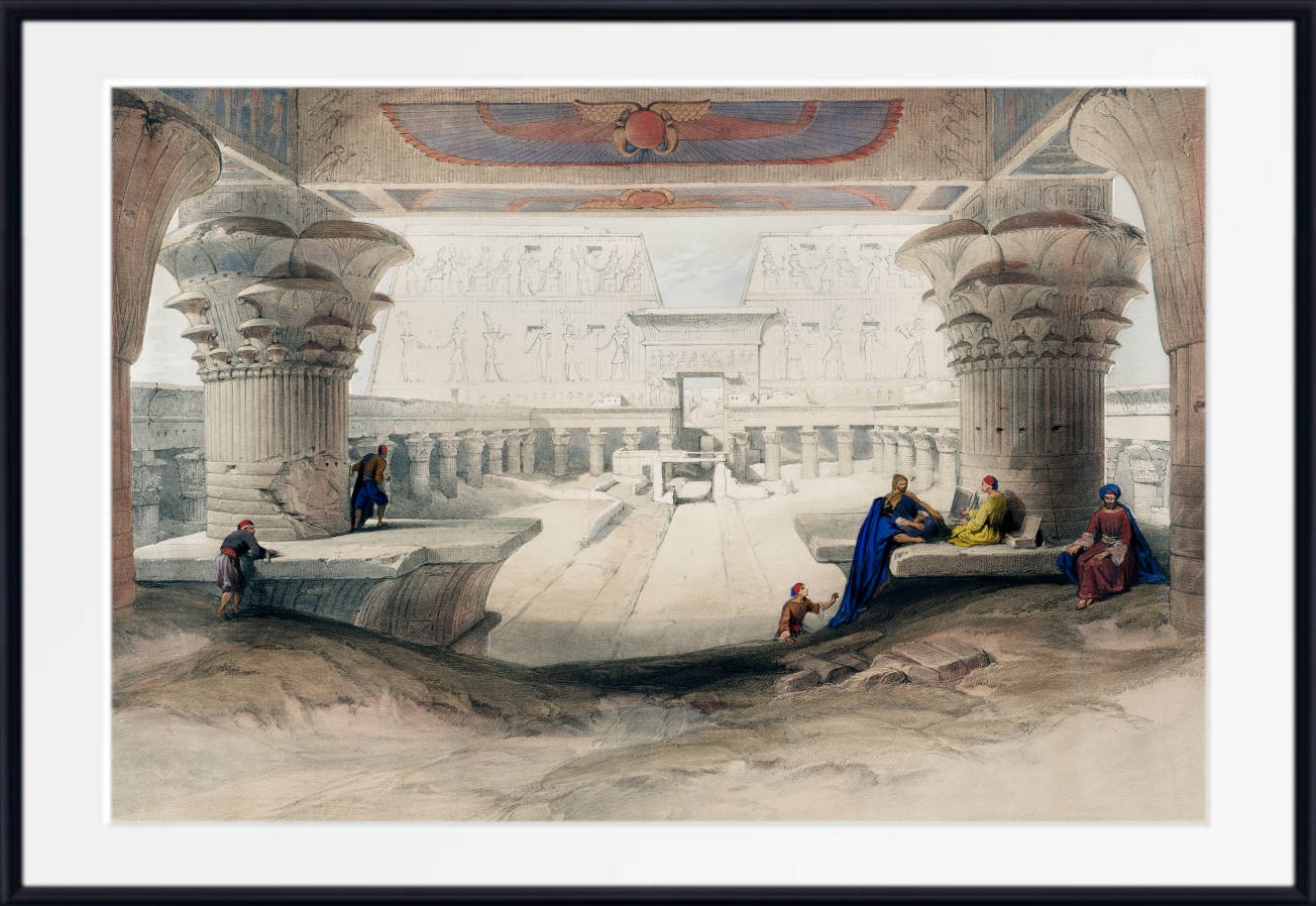 View from under the portico of Temple of Horus at Edfu in upper Egypt, David Roberts Fine Art Print