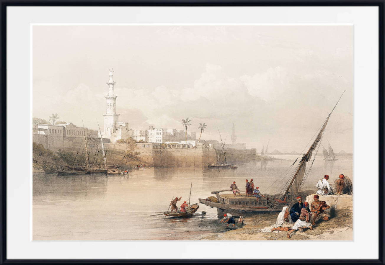 View on the Nile ferry to Giza, David Roberts Fine Art Print