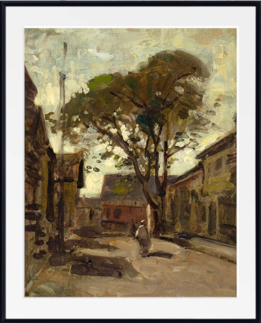 View of a Town Square with a Man, Paul Cornoyer