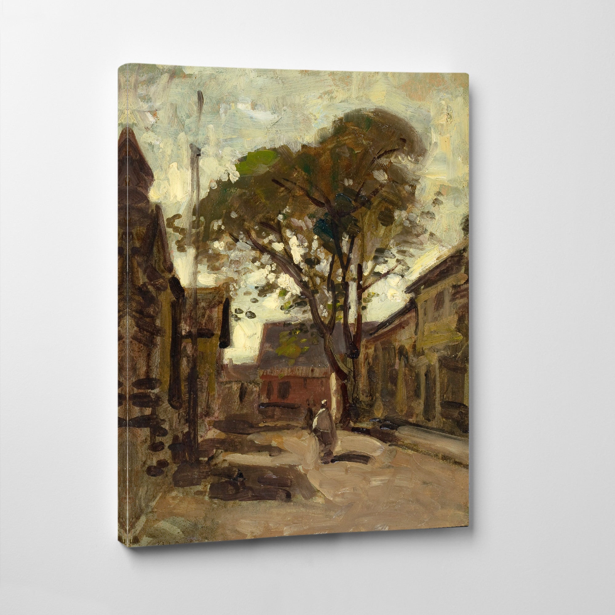 View of a Town Square with a Man, Paul Cornoyer